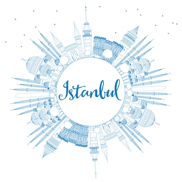 Décrivez Istanbul Skyline avec des points de repère bleus et de l'espace de copie . — Image vectorielle