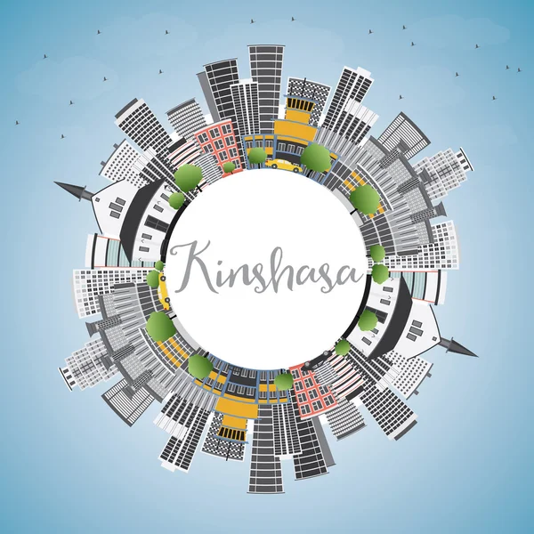 Kinshasa Skyline con edificios grises, cielo azul y espacio de copia . — Vector de stock