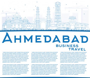 Anahat Ahmedabad manzarası ile mavi binalar ve kopya alanı.