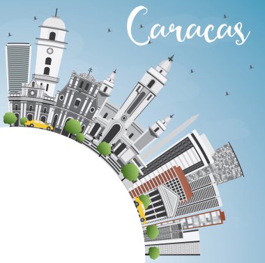 Gri Binalar, Mavi Gökyüzü ve Copy Space ile Caracas Skyline. 
