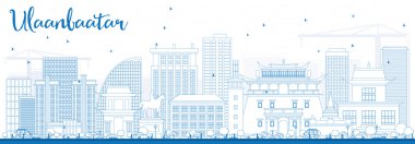 Anahat Ulaanbaatar manzarası ile mavi binalar.