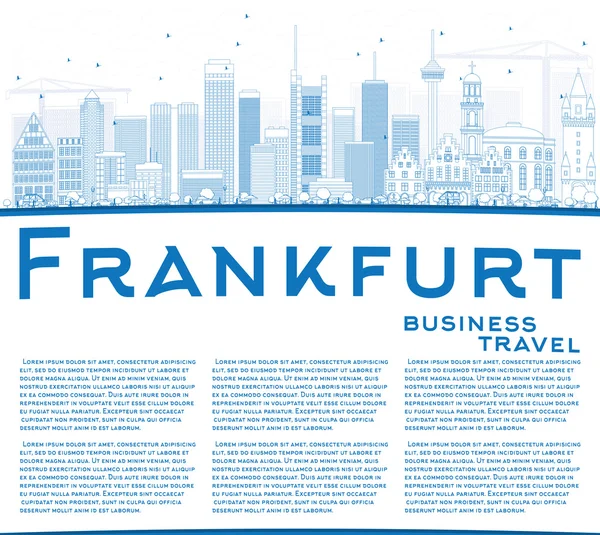 Outline Francoforte Skyline con edifici blu e spazio copia . — Vettoriale Stock