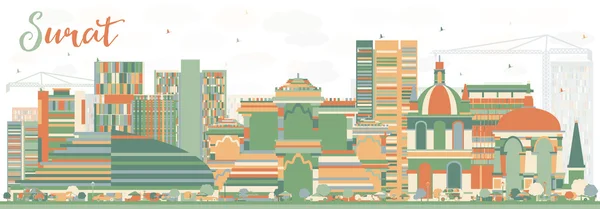 Abstracte Surat Skyline met kleur gebouwen. — Stockvector