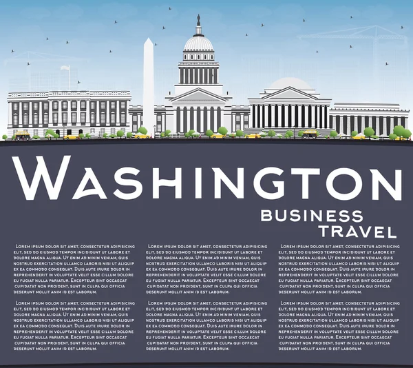 Washington DC Skyline avec bâtiments gris et espace de copie . — Image vectorielle