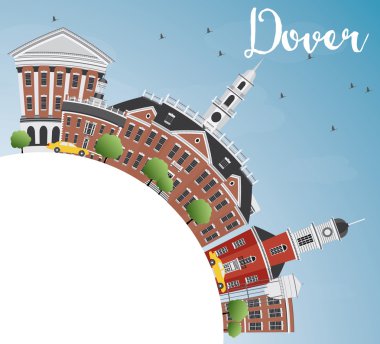 Renkli Binalar, Mavi Gökyüzü ve Copy Space ile Dover Skyline. 