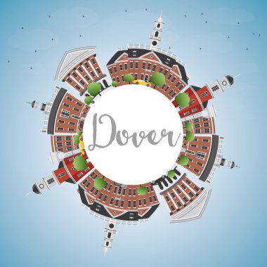 Renkli Binalar, Mavi Gökyüzü ve Copy Space ile Dover Skyline. 