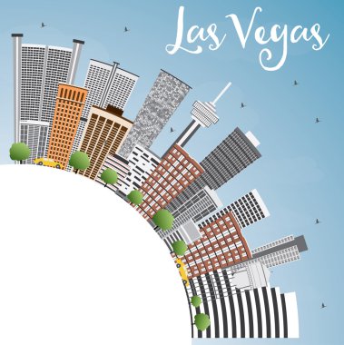 Gri Binalar, Mavi Gökyüzü ve Kopya Alanı ile Las Vegas Skyline.