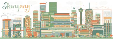 Renk Binaları ile Soyut Shenyang Skyline.