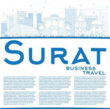 Anahat Surat manzarası ile mavi binalar ve kopya alanı.