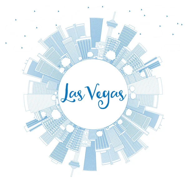 Схема горизонта Лас-Вегаса с голубыми зданиями и копировальным пространством . — стоковый вектор