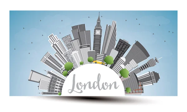 Panoramę Londynu z szarości budynków, Błękitne niebo i miejsce. — Wektor stockowy
