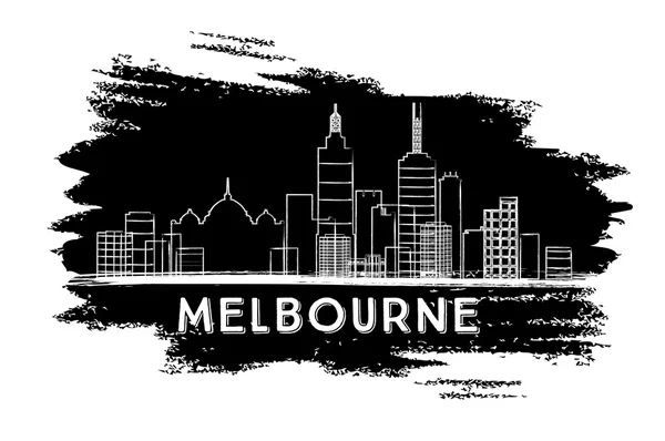 Melbourne Skyline Silhouette. Desenho desenhado à mão . — Vetor de Stock