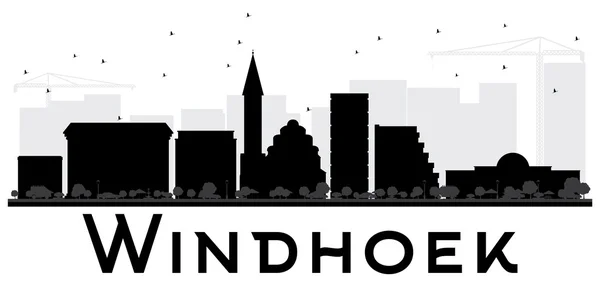 Windhoek City skyline black and white silhouette. — Stock Vector