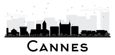 Cannes City silueti siyah beyaz siluet.