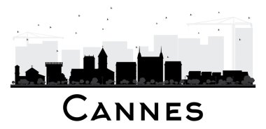 Cannes City skyline black and white silhouette. clipart