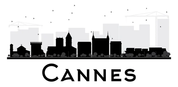 Cannes City skyline silhueta em preto e branco . —  Vetores de Stock