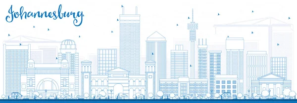 Esquema de Johannesburgo Skyline con edificios azules . — Vector de stock