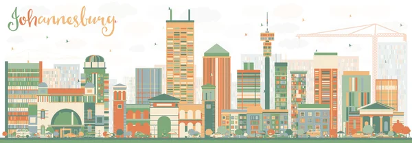 Abstrakt Johannesburg skyline med färg byggnader. — Stock vektor