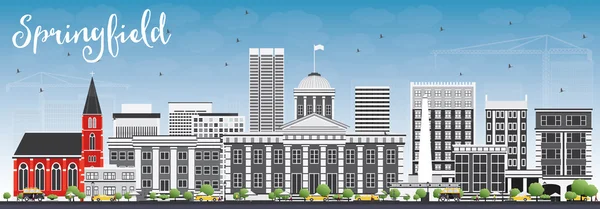 Springfield Skyline avec bâtiments gris et ciel bleu . — Image vectorielle