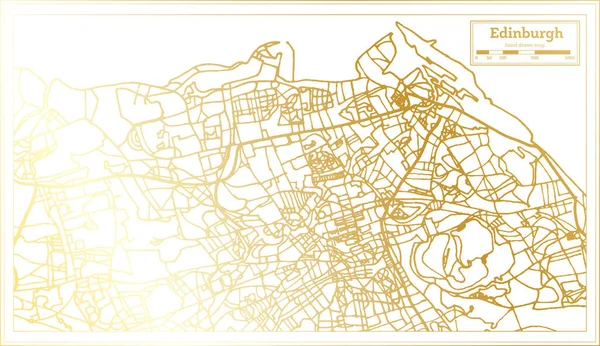 Edinburgh Scotland Carte Ville Dans Style Rétro Couleur Carte Des — Image vectorielle