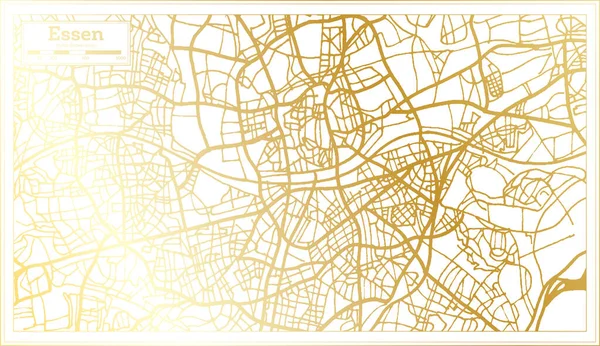 Карта Города Эссен Германия Стиле Ретро Золотом Цвете Карта Контуров — стоковый вектор
