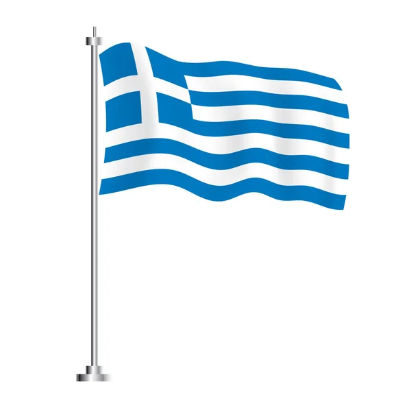 Grekiska Flaggan Isolerad Våg Flagga Grekland Land Vektor Illustration — Stock vektor