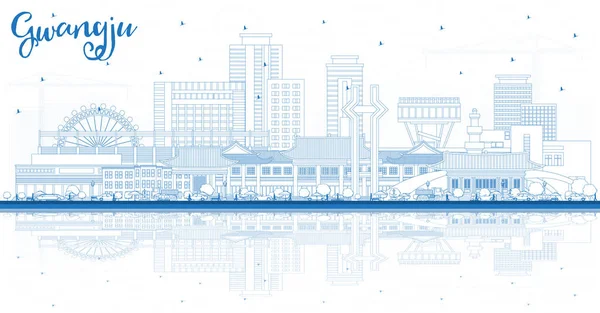 Esquema Gwangju Ciudad Corea Del Sur Skyline Con Edificios Azules — Vector de stock