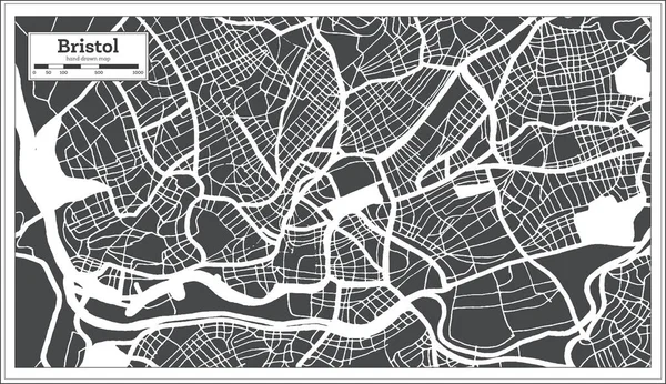 Bristol Storbritannien Stadskarta Svart Och Vit Färg Retro Style Översiktskarta — Stock vektor