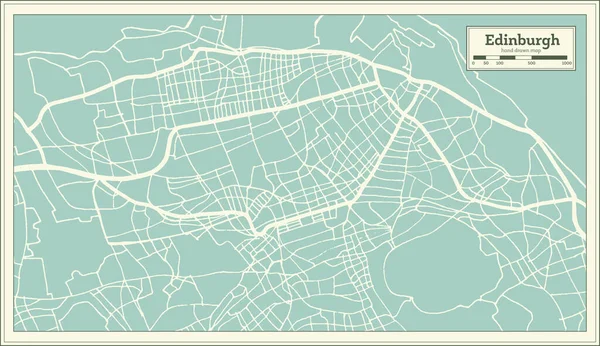 Edinburgh Great Britain United Kingdom City Map Retro Style Outline — Stock Vector