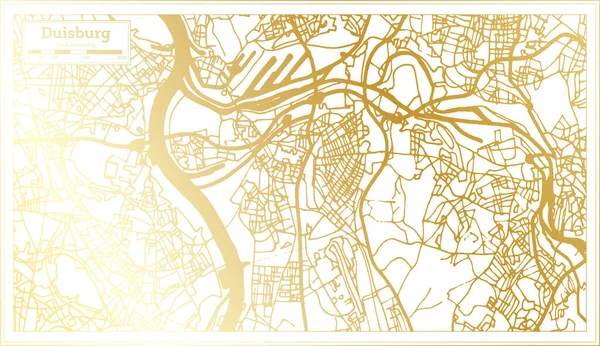 Duisburg Németország City Map Retro Style Golden Color Vázlatos Térkép — Stock Vector