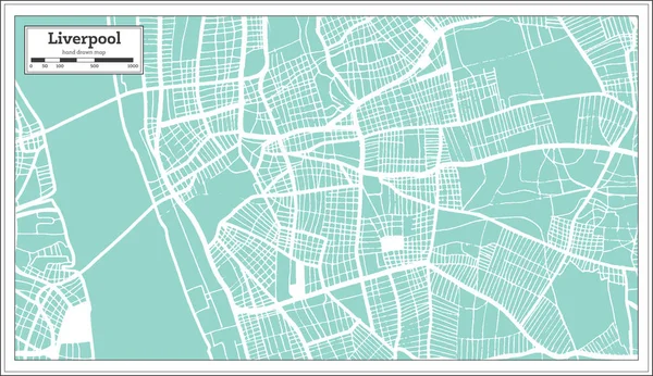 Liverpool Mapa Cidade Grã Bretanha Estilo Retro Mapa Contorno Ilustração —  Vetores de Stock