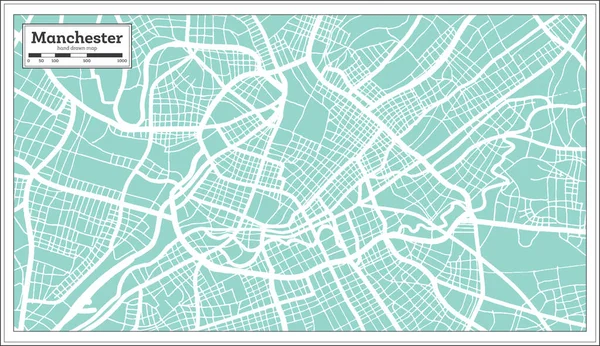 Manchester Groot Brittannië City Map Retro Style Plattegrond Vector Illustratie — Stockvector