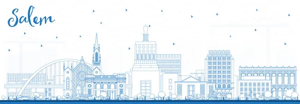概要青の建物を持つセーラムオレゴンシティスカイライン ベクトルイラスト セーラムUsaランドマークと都市景観 現代建築とビジネス旅行と観光の概念 — ストックベクタ