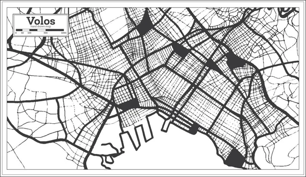 2012 Volos Greece City Map Black White Color Retro Style — 스톡 벡터