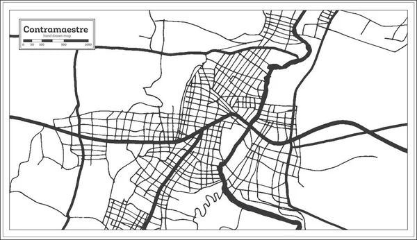 Contramaestre Kuba Mapa Města Černé Bílé Barvě Retro Stylu Obrysová — Stockový vektor