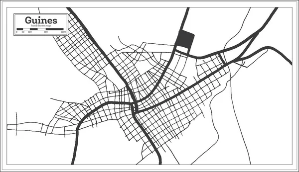 Guines Kuba Mapa Města Černé Bílé Barvě Retro Stylu Obrysová — Stockový vektor