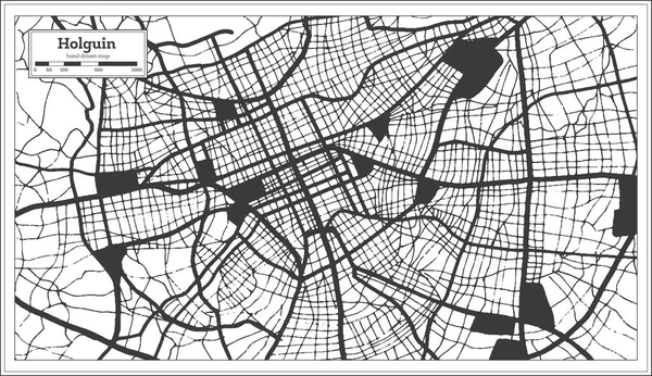 Holguin Kuba Mapa Města Černé Bílé Barvě Retro Stylu Obrysová — Stockový vektor