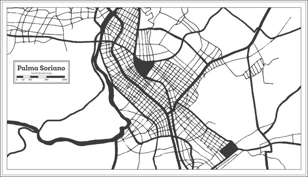 Palma Soriano Kuba Stadtplan Schwarz Und Weiß Retro Stil Übersichtskarte — Stockvektor