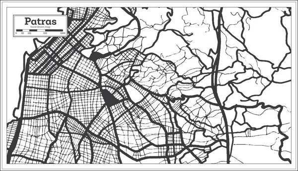 Patrasso Grecia Mappa Città Bianco Nero Stile Retrò Mappa Del — Vettoriale Stock