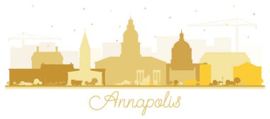 Annapolis Maryland City Skyline Silhouette ve White 'da izole edilmiş Altın Binalar. Vektör İllüstrasyonu. Tarihi Mimariyle İş Seyahati ve Turizm Konsepti. Annapolis ABD Tarihi Simgeli Şehir.