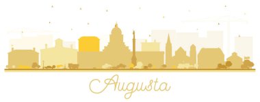 Augusta Maine City Skyline Silhouette ve Altın Binalar beyazlar üzerinde izole edilmiş. Vektör İllüstrasyonu. Tarihi Mimariyle İş Seyahati ve Turizm Konsepti. Augusta USA Tarihi Simgeli Şehir.