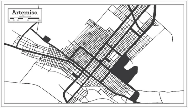 Artemisa Kuba Mapa Města Černé Bílé Barvě Retro Stylu Obrysová — Stockový vektor