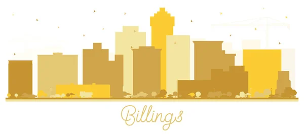 Billings Montana City Skyline Silhouette Con Edificios Dorados Aislados Blanco — Vector de stock