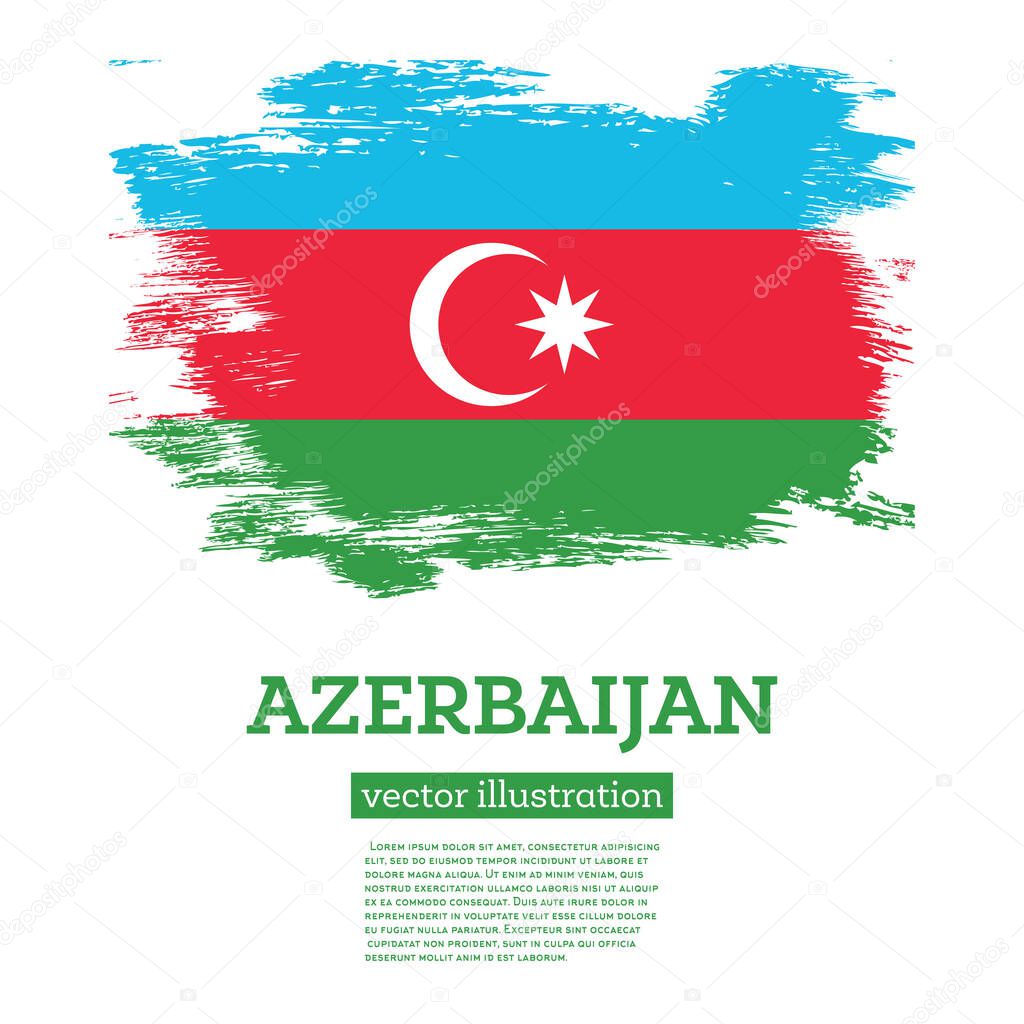 Azerbaijan Flag with Brush Strokes. Vector Illustration. Independence Day.