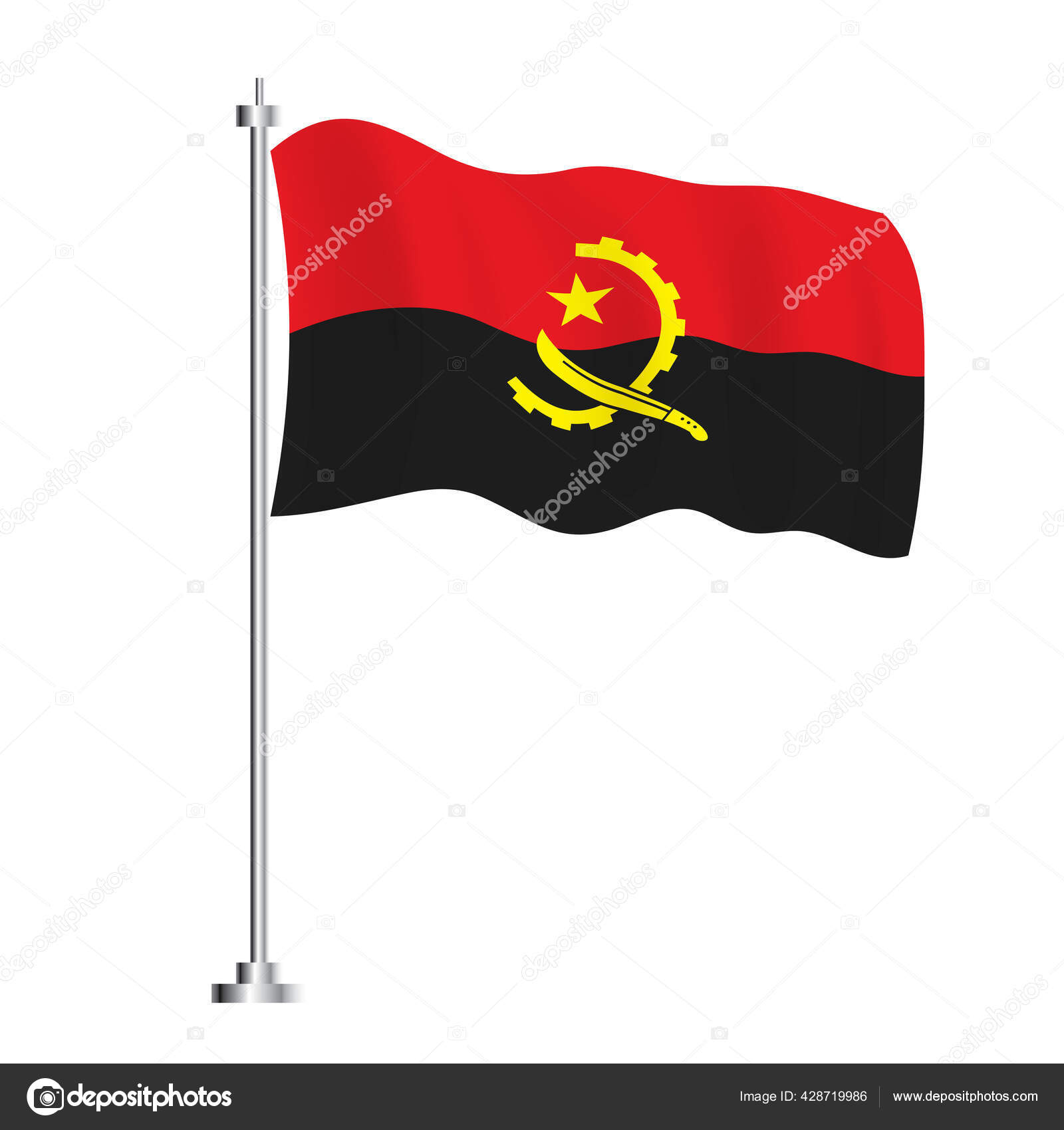 Drapeau Angolais Vague Isolée Drapeau L'angola Pays Illustration  Vectorielle Jour Vecteur par ©booblgum 428719986