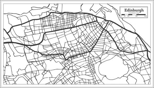 Edinburgh Great Britain City Map Black White Color Retro Style — Stock Vector