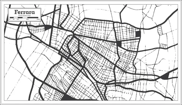 Ferrara Mappa Città Italia Bianco Nero Stile Retrò Mappa Del — Vettoriale Stock