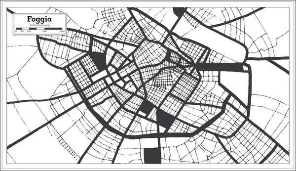 Foggia Itália Mapa Cidade Preto Branco Estilo Retro Mapa Contorno —  Vetores de Stock