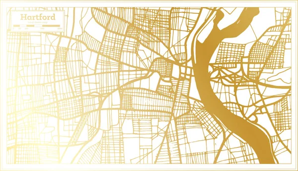 Carte Ville Hartford Usa Dans Style Rétro Couleur Dorée Carte — Image vectorielle