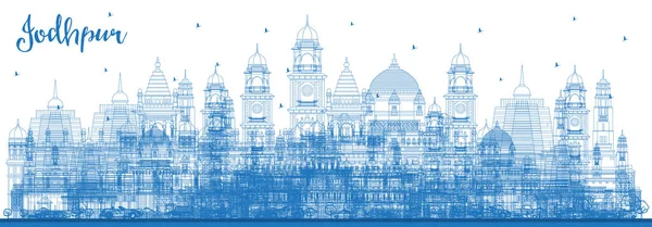 Disposition Jodhpur India City Skyline Med Blå Byggnader Vektorillustration Affärsresor — Stock vektor